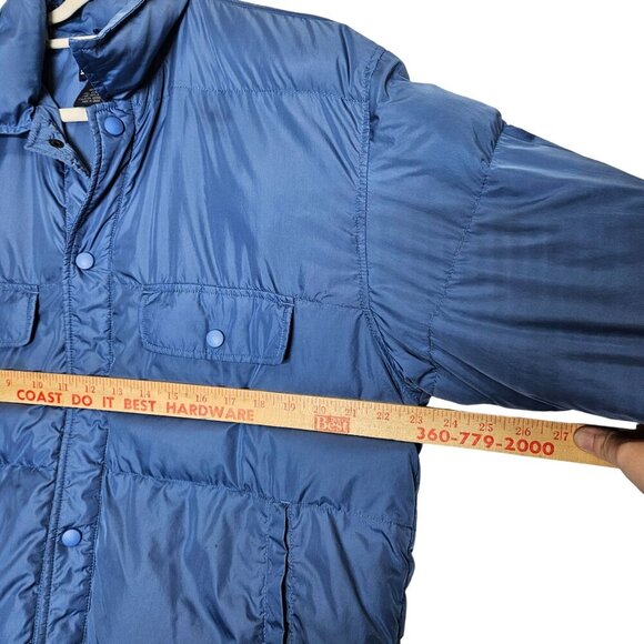 Lands End Mens Blue Puffer Jacket M Goosedown Insulation Button Closure Down - Picture 8 of 9